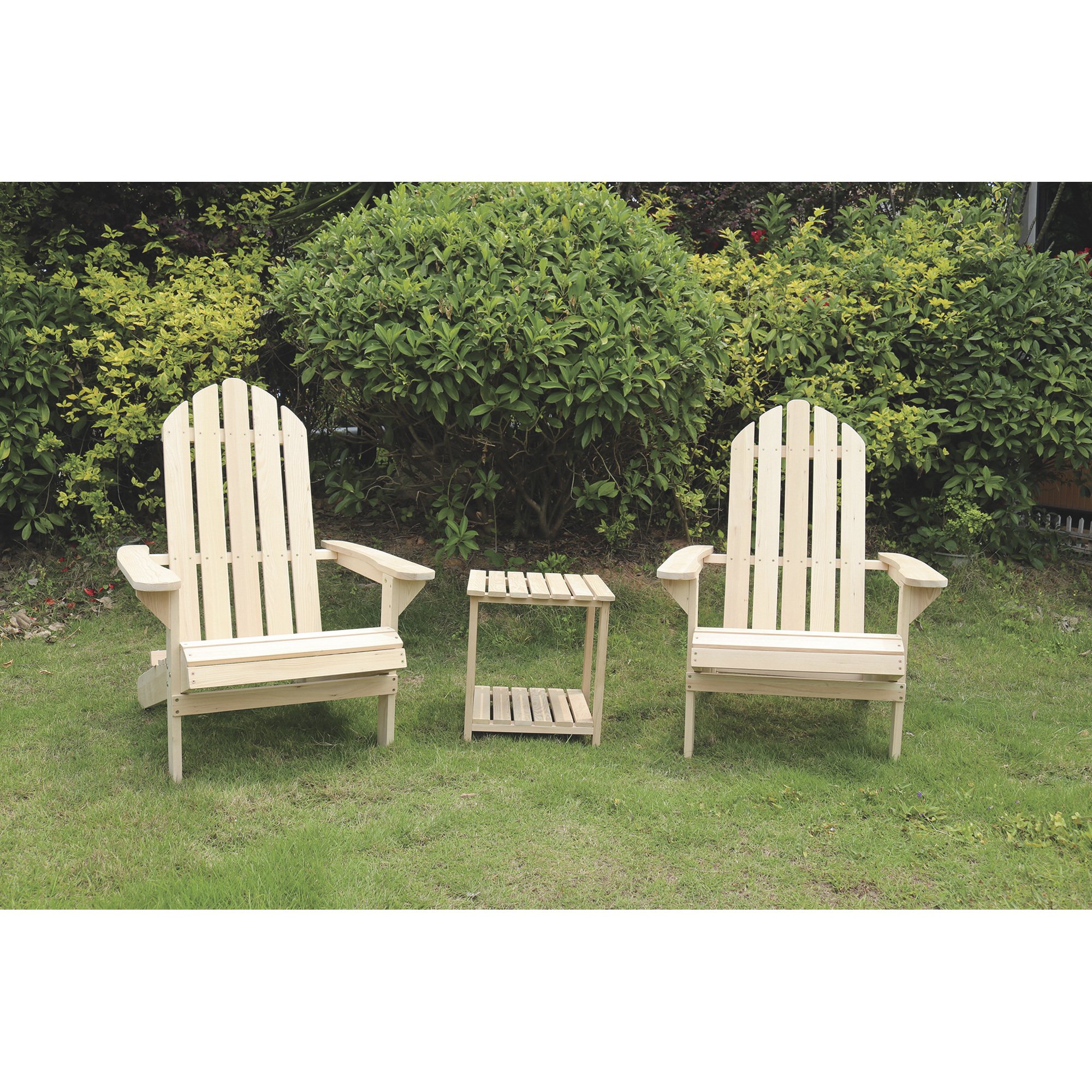 northbeam Classic Adirondack Table and Chair Kit — Side Table and 2 Chairs, Natural Wood, Model# ADC0872200010